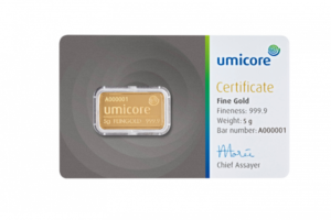 Lingot d’or Umicore certifié de 5g