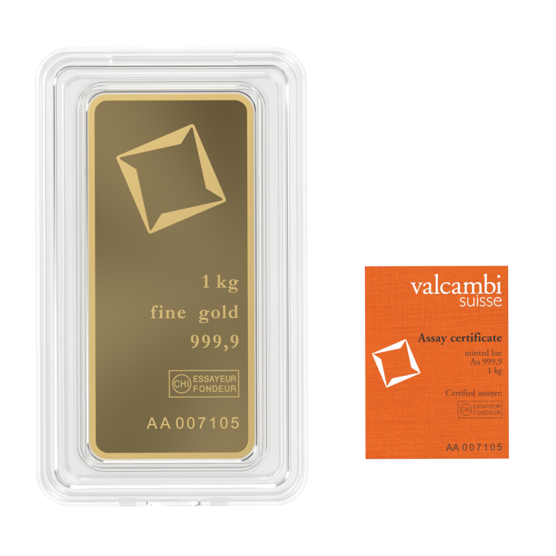 Lingot d’or Valcambi certifié de 1kg