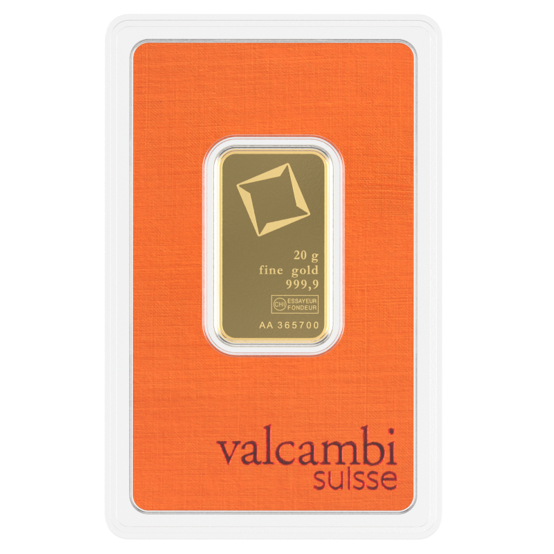 Lingot d’or Valcambi certifié de 20g