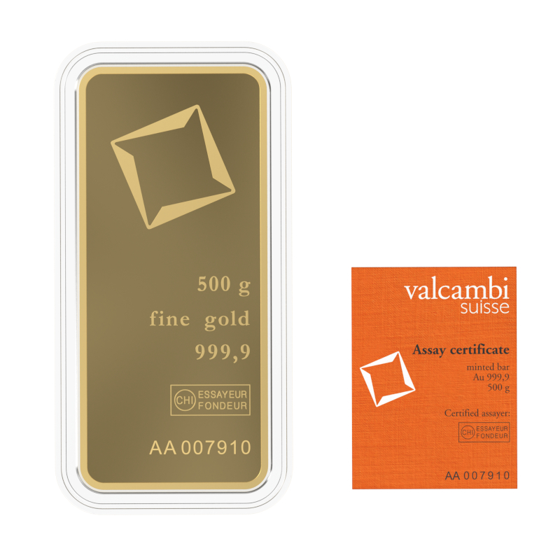 Lingot d’or Valcambi certifié de 500 gramme
