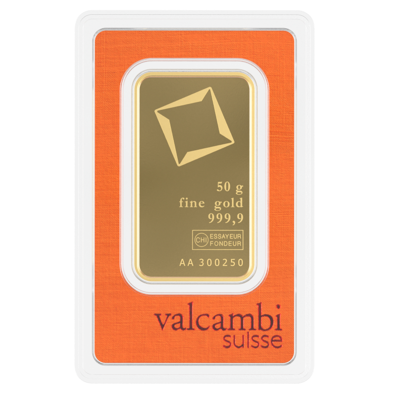 Lingot d’or Valcambi certifié de 50g